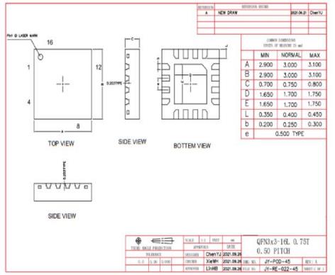 YF63DQS16單片機(jī)外形圖封裝尺寸